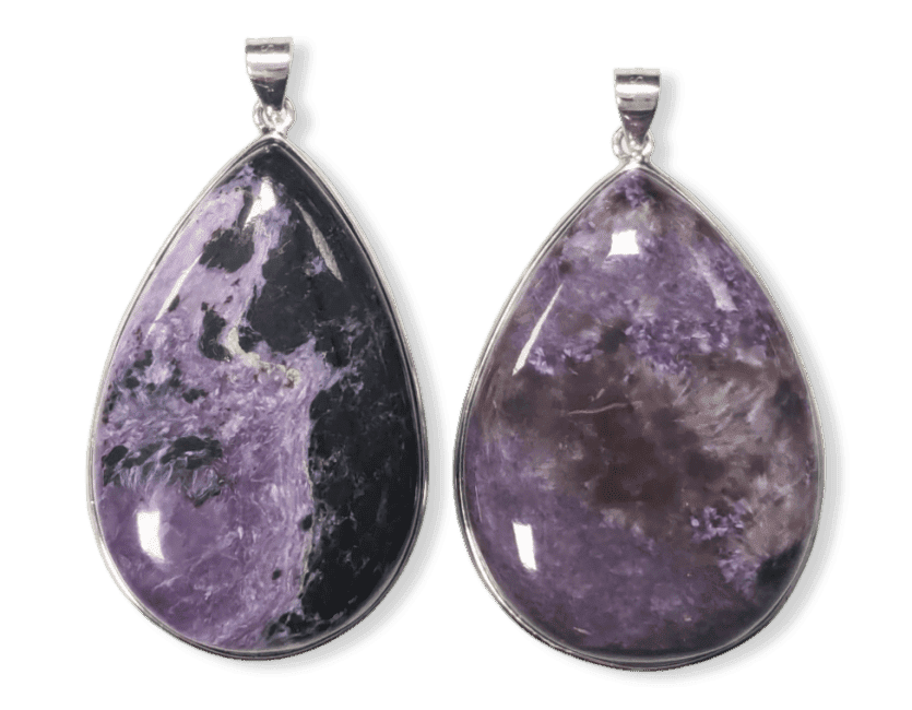 Pendentif Argent 925 Charoite AA  2 pièces 24,23g