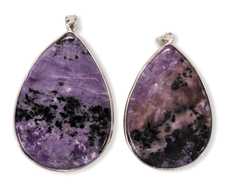 Pendentif Argent 925 Charoite AA  2 pièces 23,83g