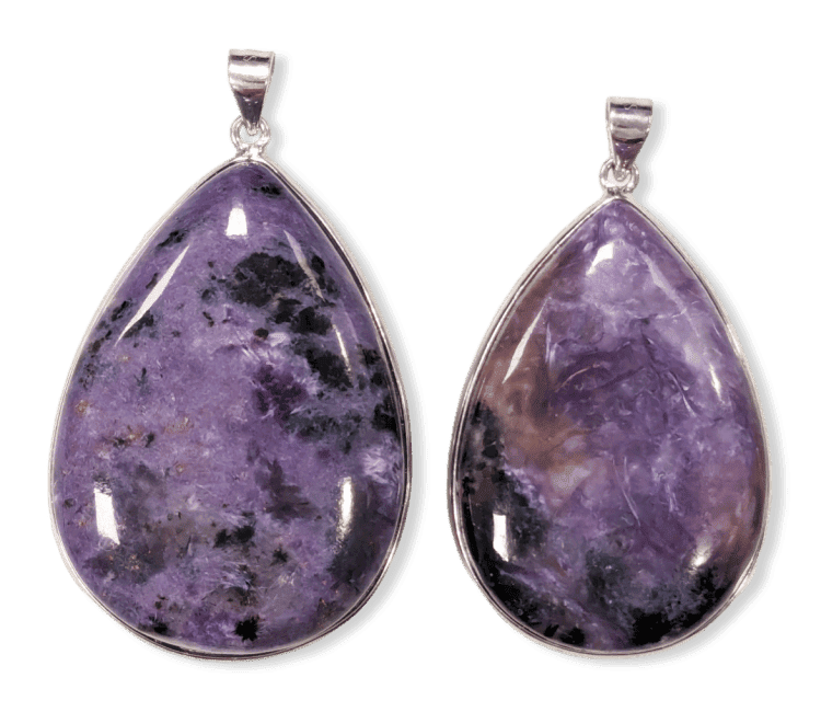 Pendentif Argent 925 Charoite AA  2 pièces 23,83g