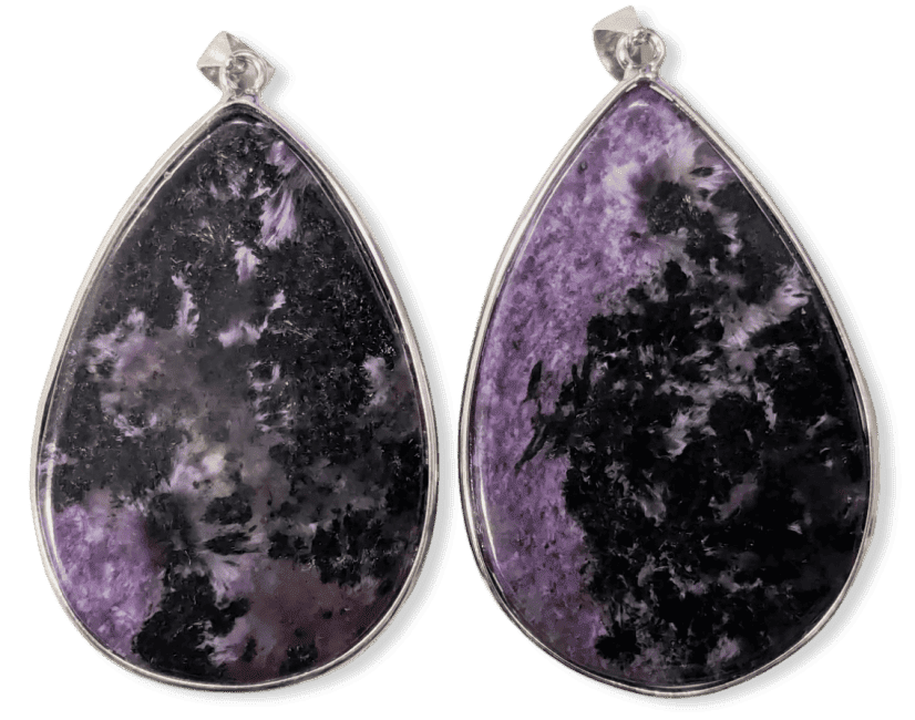 Pendentif Argent 925 Charoite AA  2 pièces 24,85g