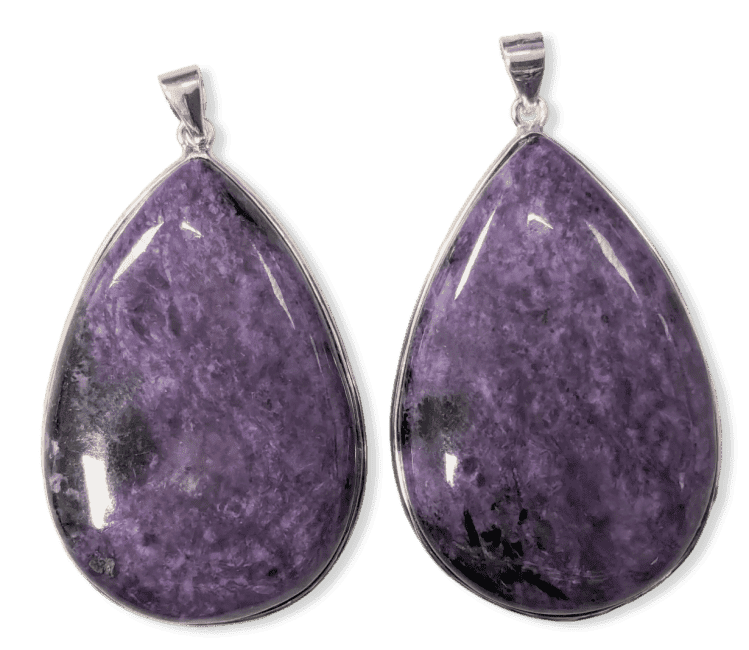 Pendentif Argent 925 Charoite AA  2 pièces 24,85g