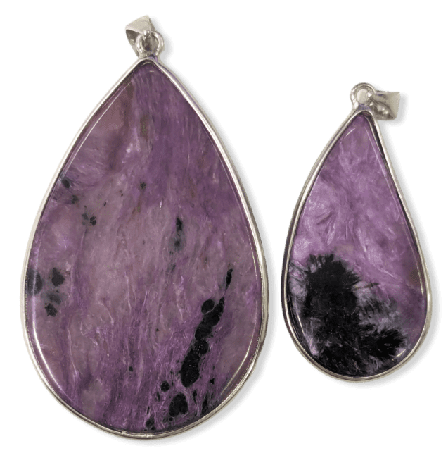 Pendentif Argent 925 Charoite AA  2 pièces 22,24g