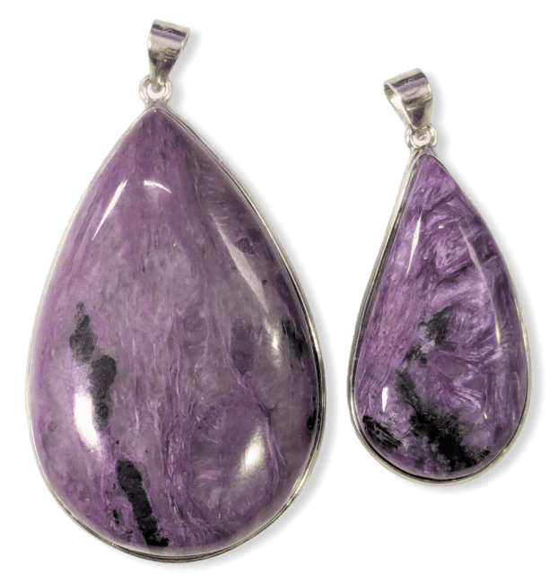 Pendentif Argent 925 Charoite AA  2 pièces 22,24g