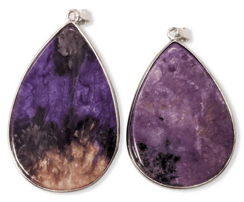 Pendentif Argent 925 Charoite AA  2 pièces 23,47g