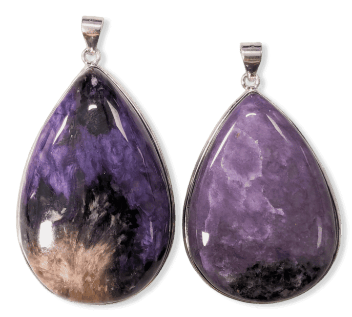 Pendentif Argent 925 Charoite AA  2 pièces 23,47g