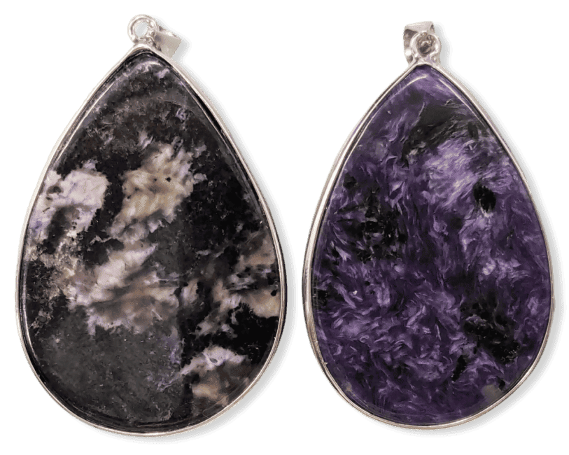 Pendentif Argent 925 Charoite AA  2 pièces 23,77g