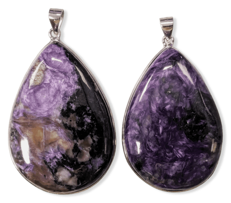 Pendentif Argent 925 Charoite AA  2 pièces 23,77g