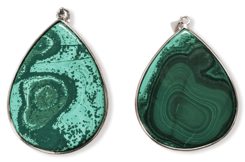 Pendentif Argent 925 Malachite AA  2 pièces 24.33g