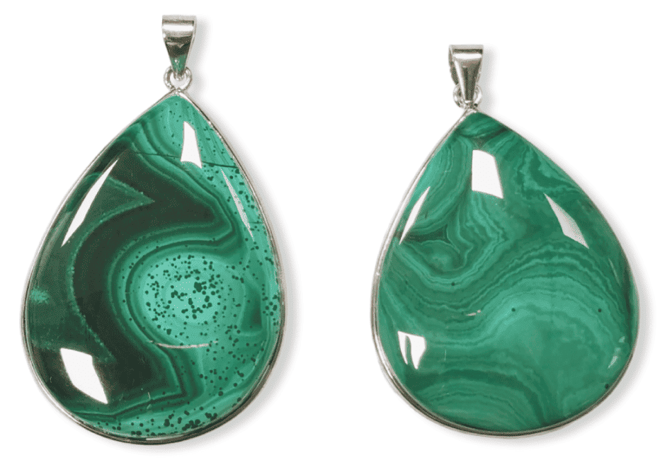 Pendentif Argent 925 Malachite AA  2 pièces 24.33g