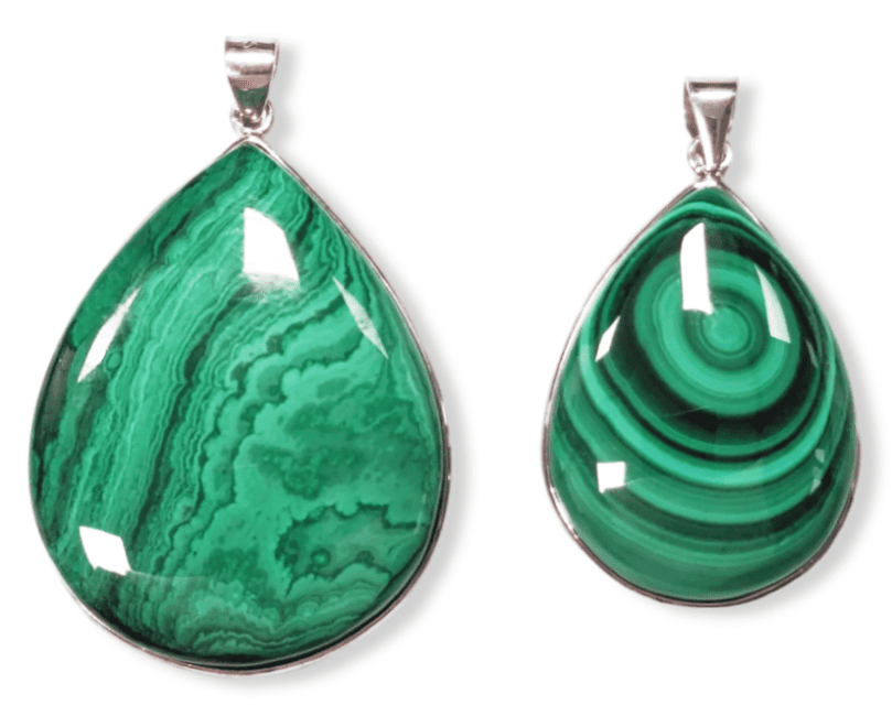 Pendentif Argent 925 Malachite AA  2 pièces 22.85g