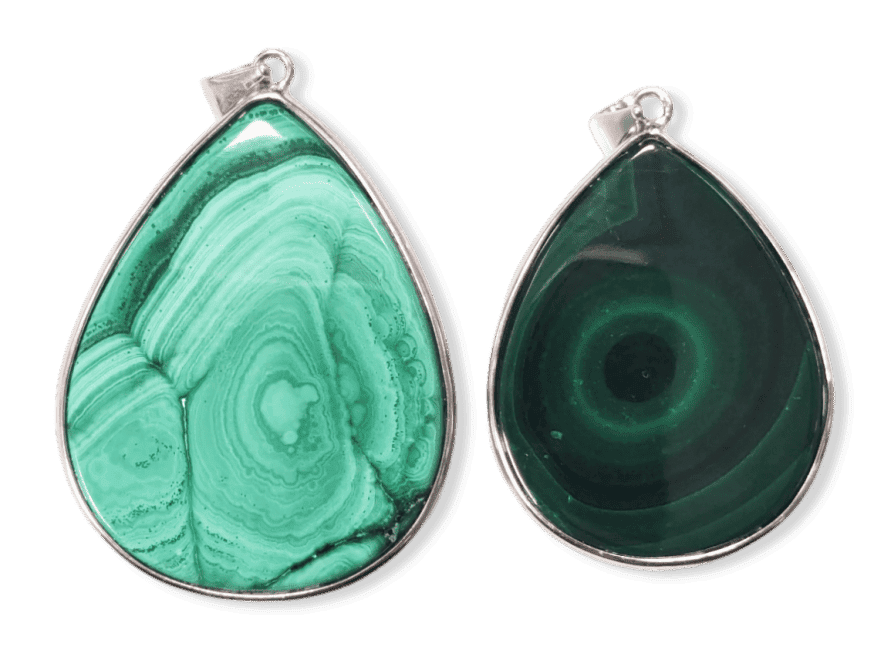 Pendentif Argent 925 Malachite AA  2 pièces 23,52g