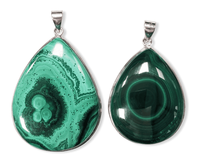 Pendentif Argent 925 Malachite AA  2 pièces 23,52g