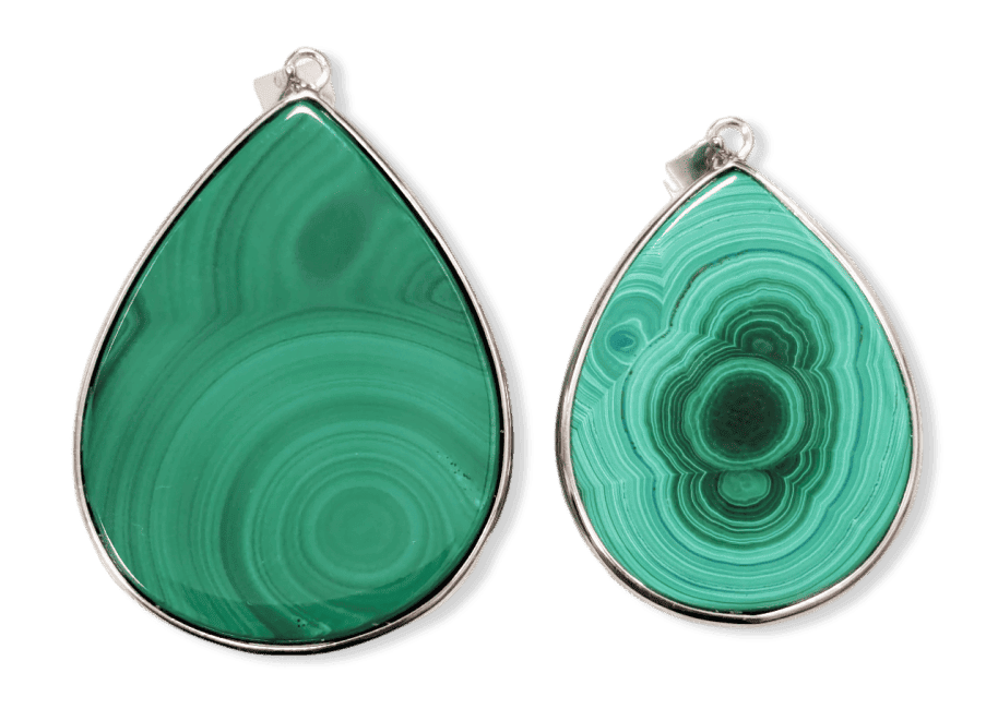 Pendentif Argent 925 Malachite AA  2 pièces 22,49g