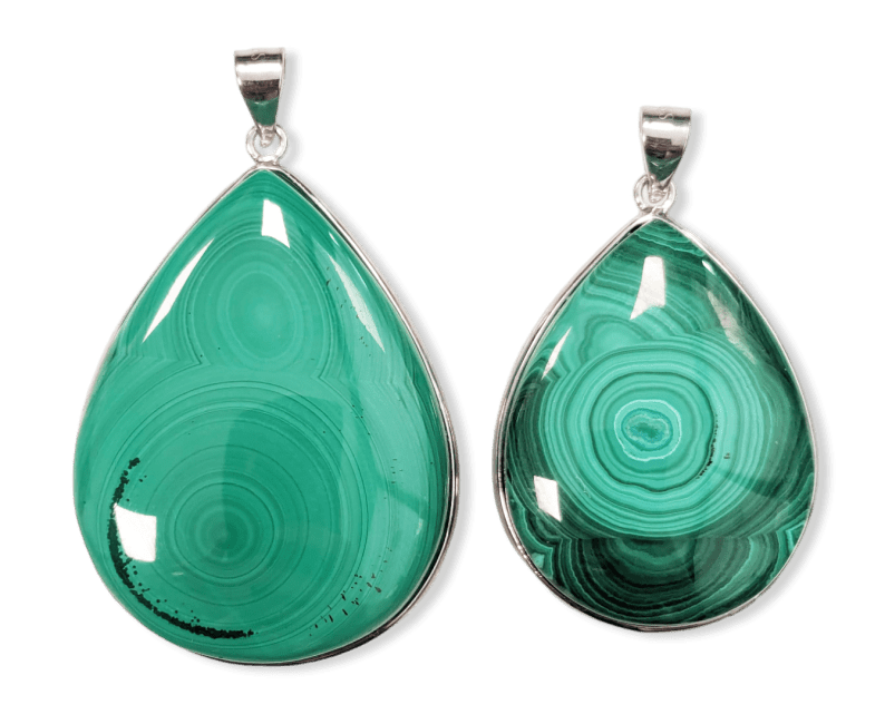 Pendentif Argent 925 Malachite AA  2 pièces 22,49g