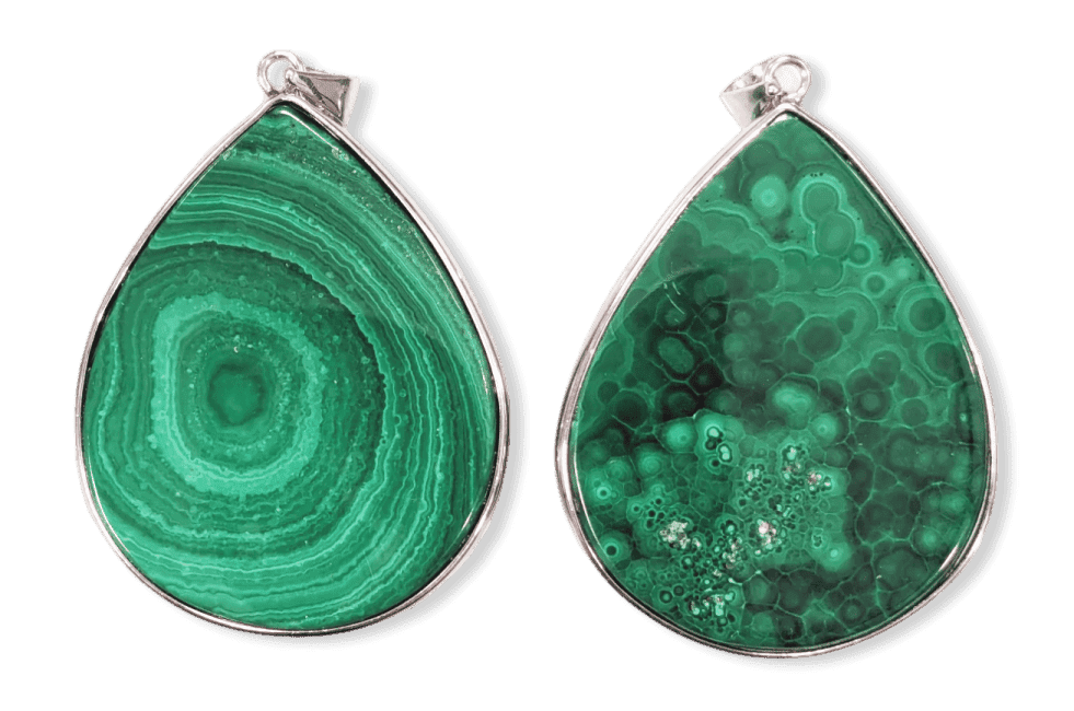 Pendentif Argent 925 Malachite AA  2 pièces 25,14g