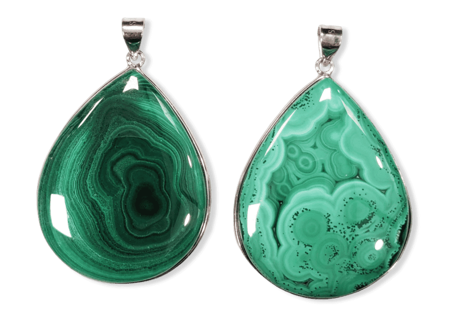 Pendentif Argent 925 Malachite AA  2 pièces 25,14g