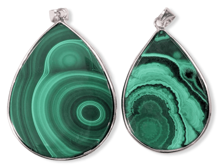 Pendentif Argent 925 Malachite AA  2 pièces 23,65g