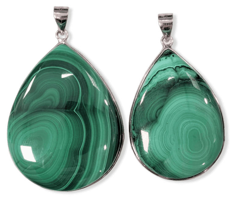 Pendentif Argent 925 Malachite AA  2 pièces 23,65g