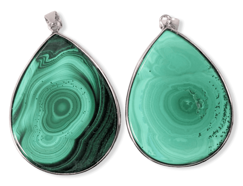 Pendentif Argent 925 Malachite AA  2 pièces 24,83g