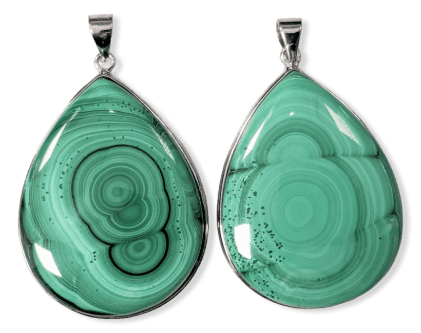 Pendentif Argent 925 Malachite AA  2 pièces 24,83g