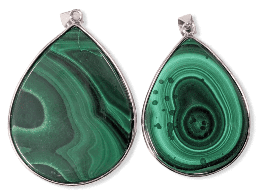 Pendentif Argent 925 Malachite AA  2 pièces 23,45g