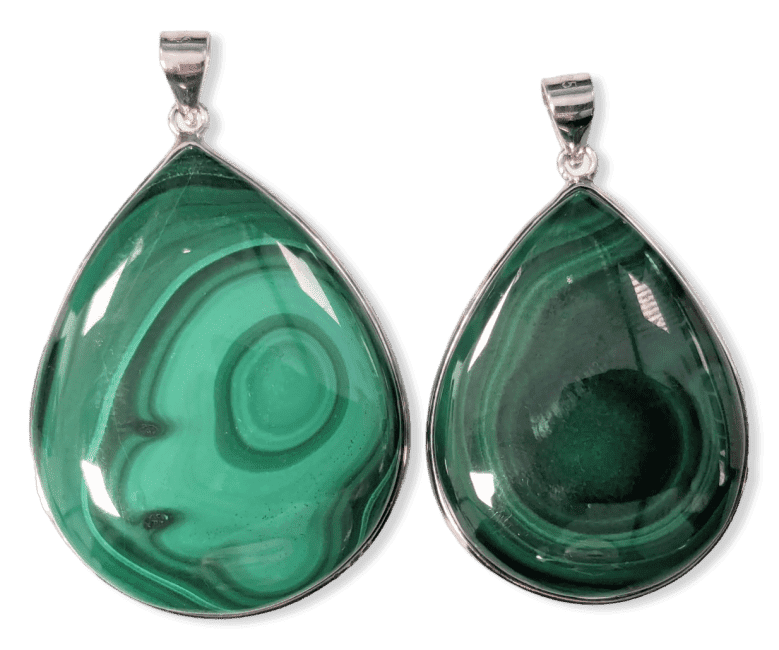 Pendentif Argent 925 Malachite AA  2 pièces 23,45g