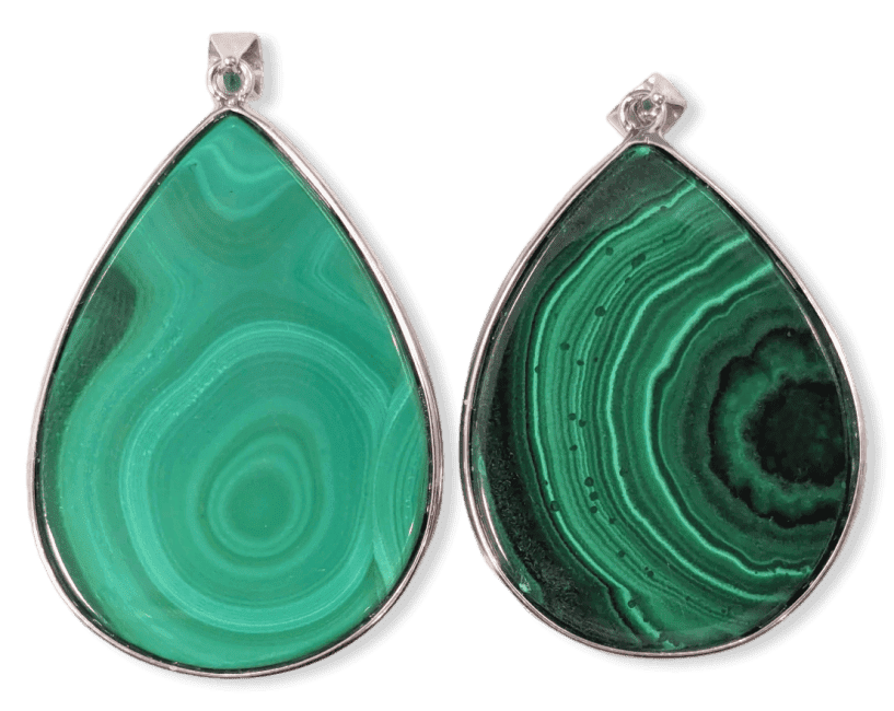 Pendentif Argent 925 Malachite AA  2 pièces 23,97g