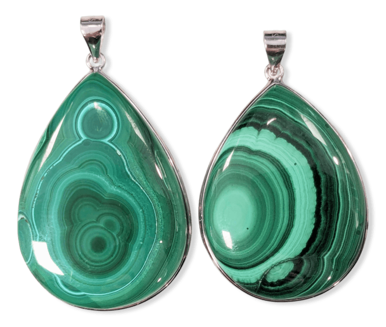 Pendentif Argent 925 Malachite AA  2 pièces 23,97g