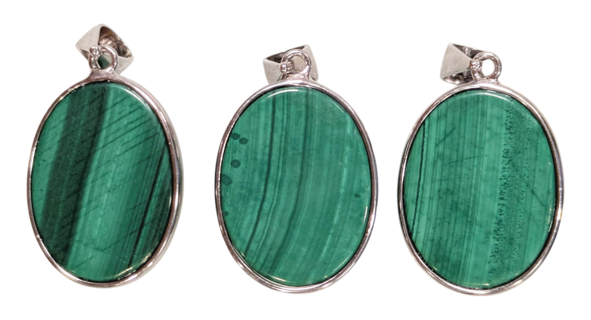 Pendentif Argent 925 Malachite AAA  3 pièces 11,52g chez Arabesk|fr