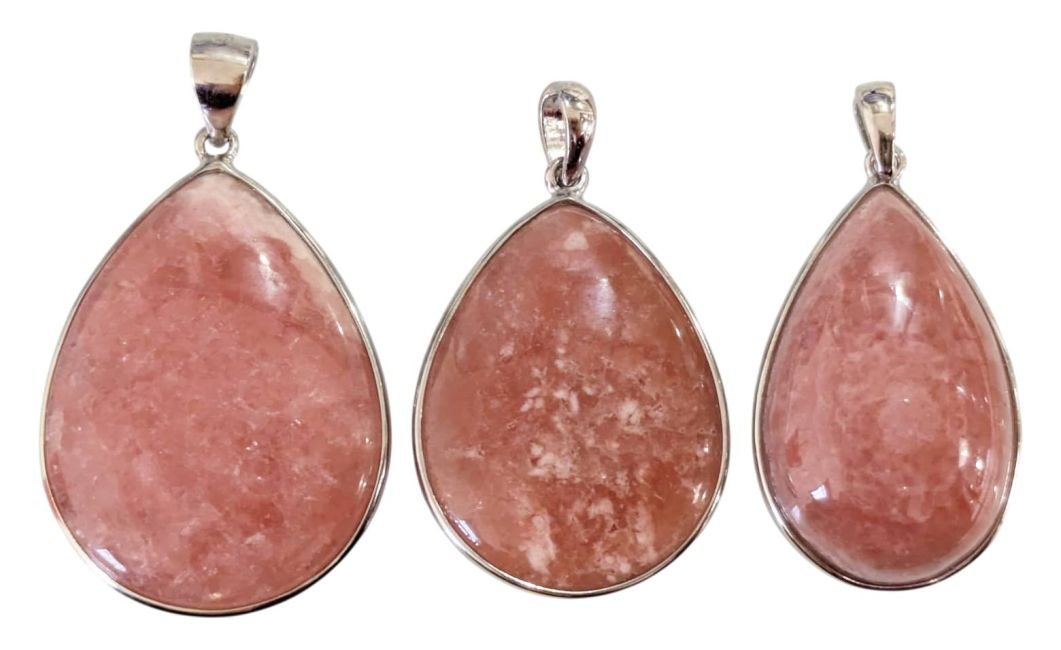 Pendentif Argent 925 Rhodochrosite Argentine AA+ 3 pièces 13,4g