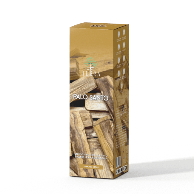 Encens TERRA Palo Santo 8 Bts sans charbon 12grs chez Arabesk