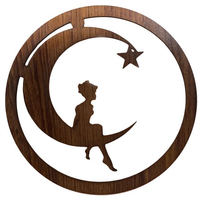Panneau en bois Lune Étoile