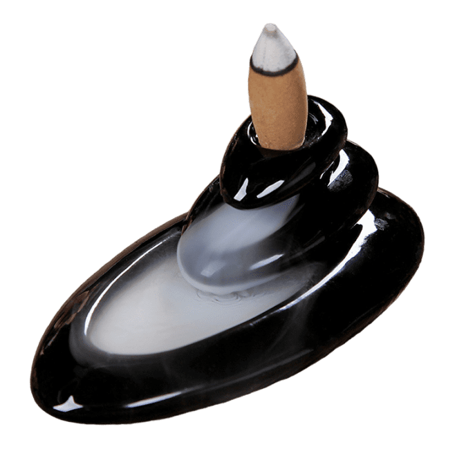 Porte Encens Backflow Céramique Pirogue 13cm chez Arabesk
