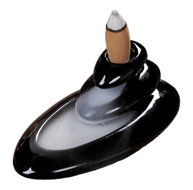 Porte Encens Backflow Céramique Pirogue 13cm