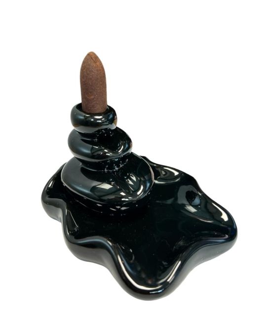 Porte Encens Backflow Céramique  Fontaine Pierre Zen 8cm chez Arabesk|fr