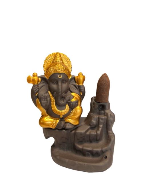 Porte Encens Backflow Ganesh Gold 11cm