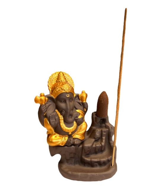 Porte Encens Backflow Ganesh Gold 11cm