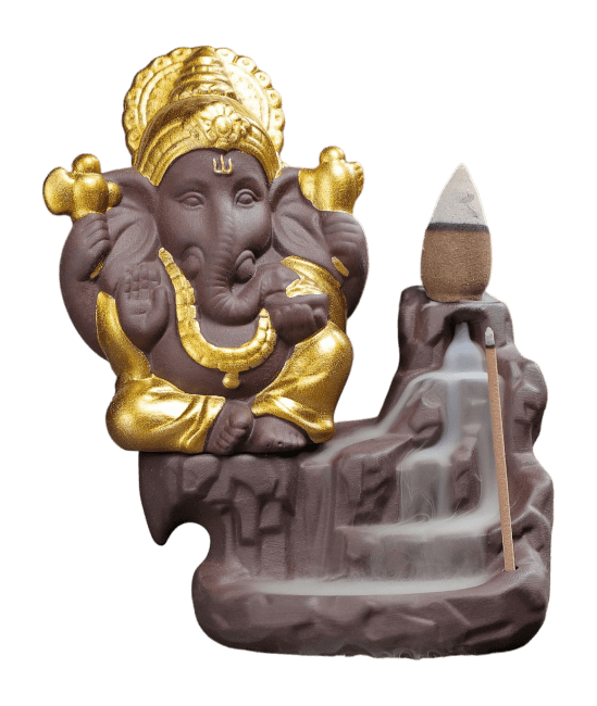 Porte Encens Backflow Ganesh Gold 11cm