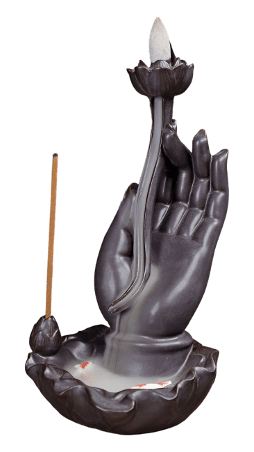 Porte Encens Backflow Fontaine Main de Bouddha - Poisson Koï 17cm chez Arabesk