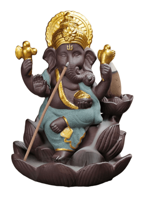 Porte Encens Backflow  Ganesh Lotus - Vert 11cm