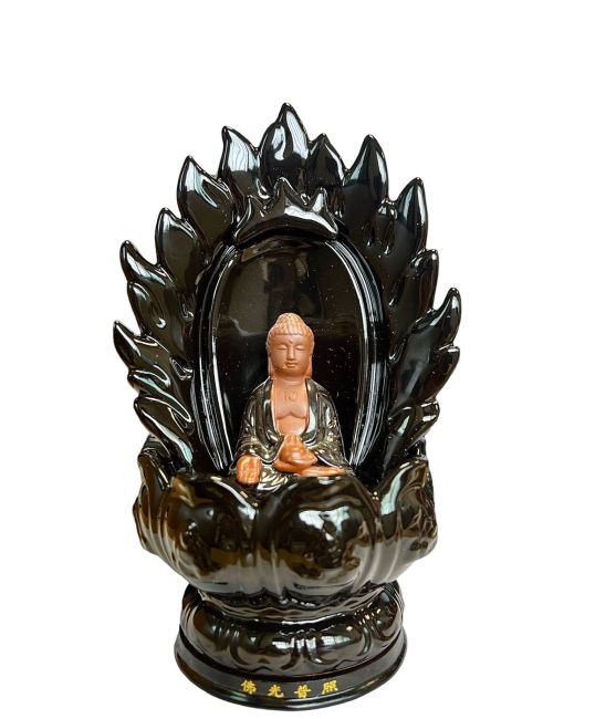 Porte Encens Backflow Céramique Bouddha Fleur de Lotus  22cm