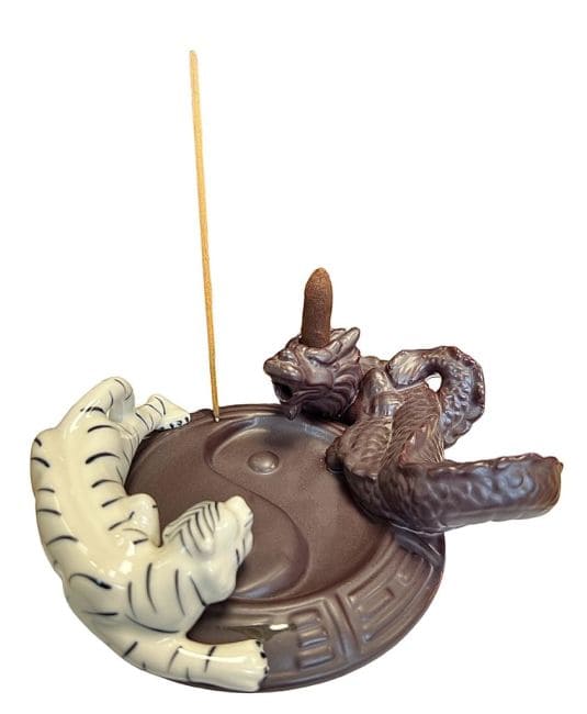 Porte Encens Backflow  Dragón -Tigre  17cm