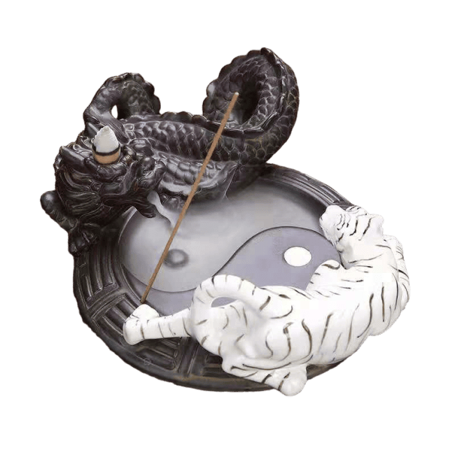Porte Encens Backflow  Dragón -Tigre  17cm chez Arabesk