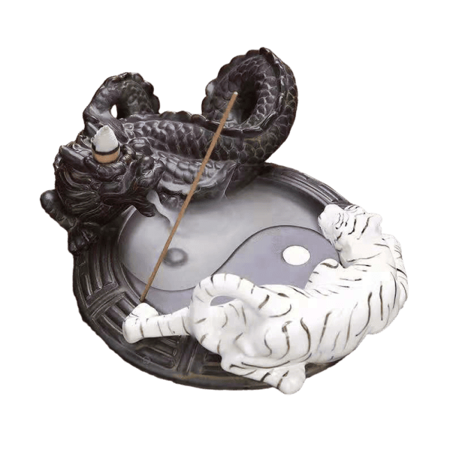 Porte Encens Backflow  Dragón -Tigre  17cm