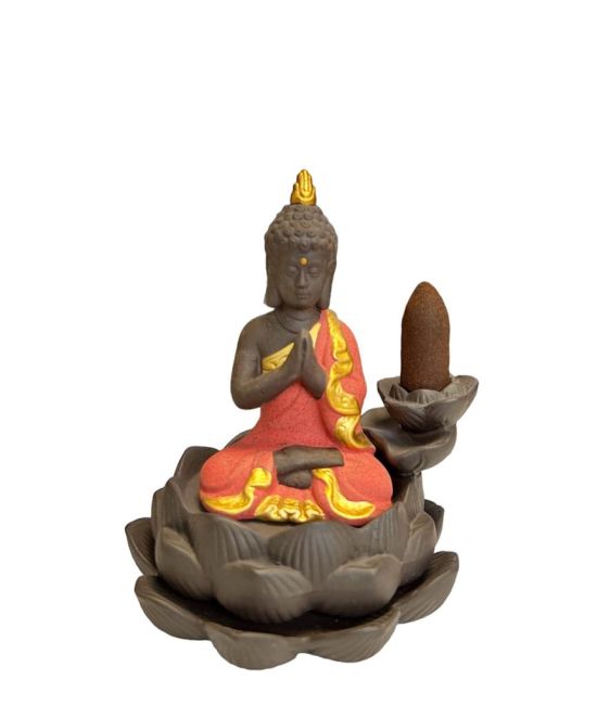 Porte Encens Backflow  Bouddha  Rose - Fleur de Lotus 11cm