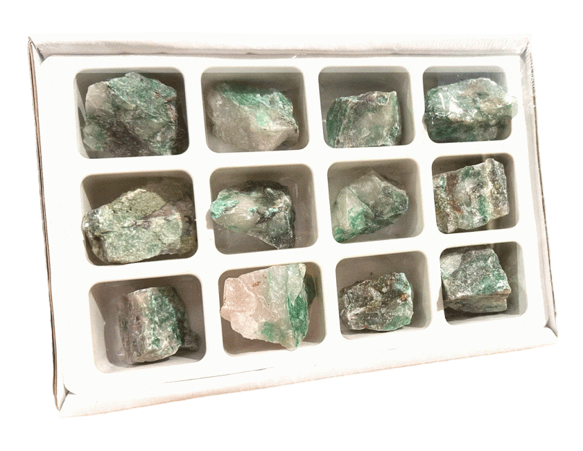 Présentoir 12 pièces Dioptase brute