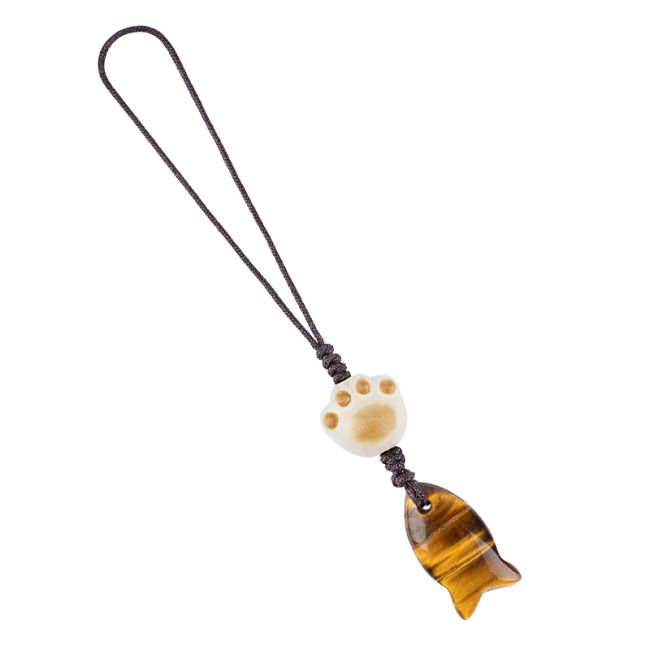 Bijoux de Sac Poisson en Oeil de Tigre x3