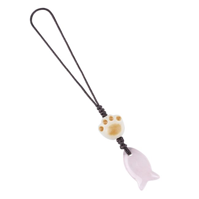 Bijoux de Sac Poisson en Quartz Rose x3