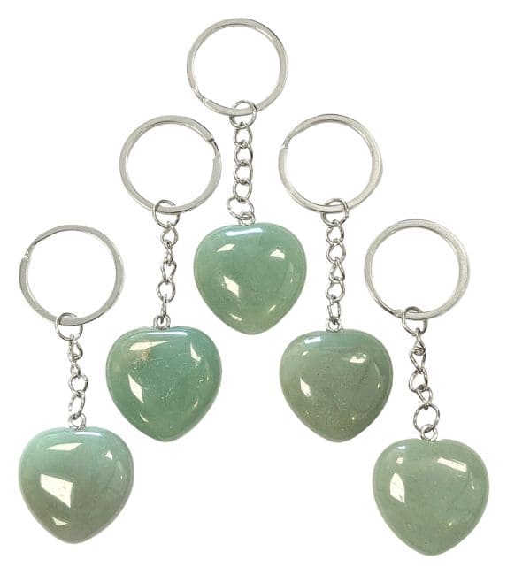 Porte Clés Cœur Aventurine Verte A 30mm x 5