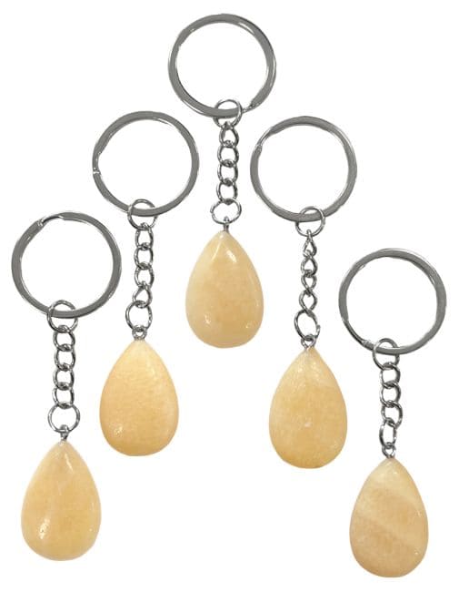 Porte Clés Goutte Calcite Orange 30mm x 5